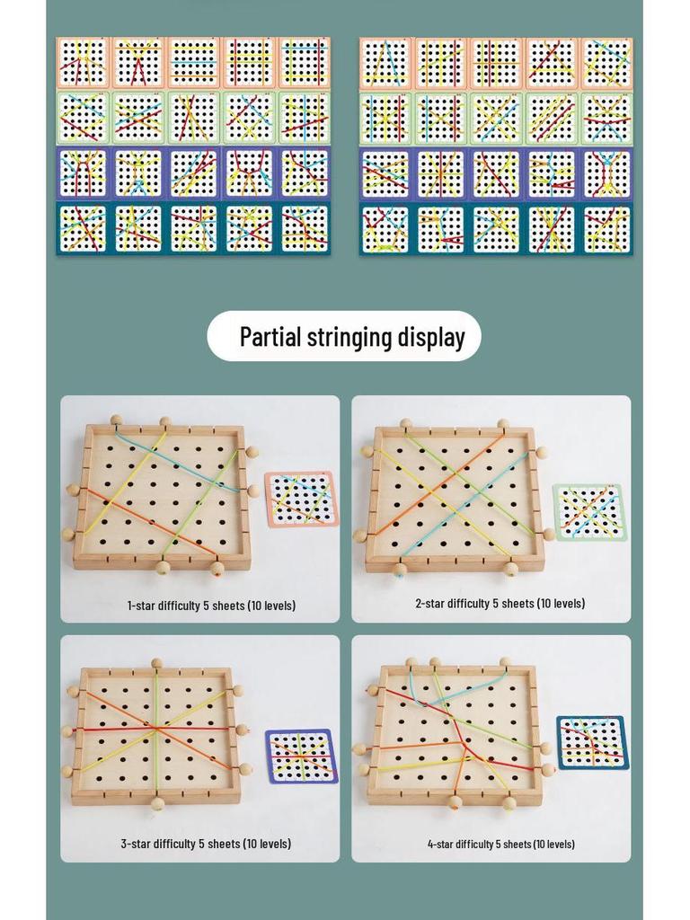 Elastic Rope Stringing Game for Preschoolers: Concentration and Logical Thinking Building Blocks