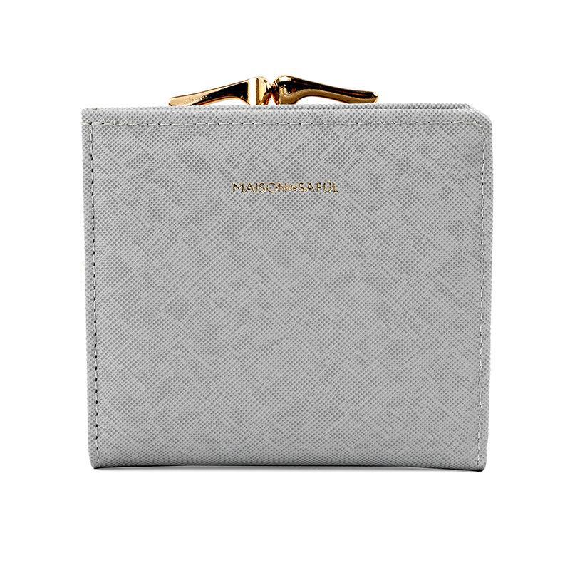 Women's Creative Iron Clip Wallet, High-End Mini Handheld Coin Bag with Light Gold Edges, Simple and Detachable Design