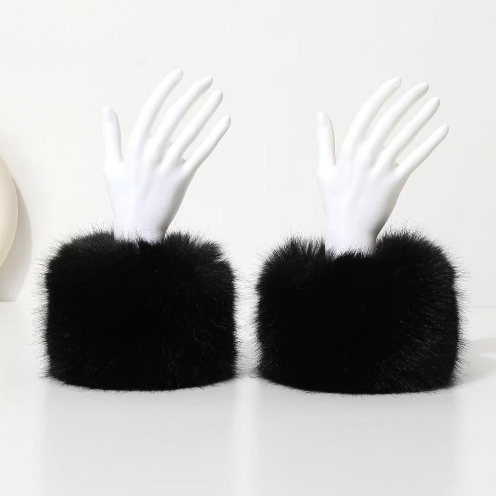 3Pcs/Set Elastic Wide Fur Cuffs Hat Soft Plush Headwraps Retro Warm Thick Hairband Outdoor Sports