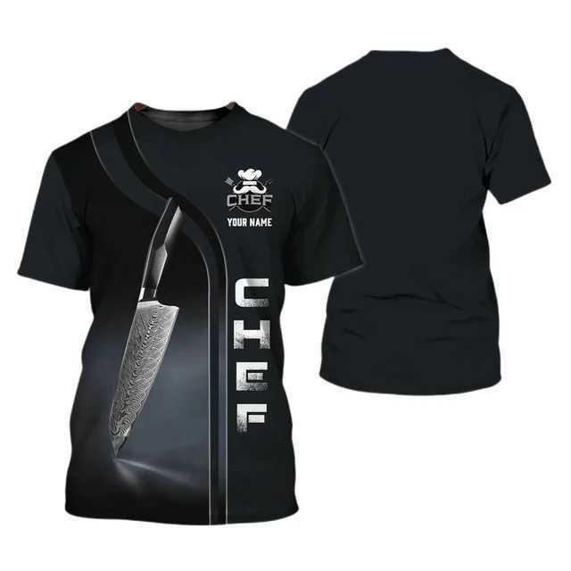 Summer Round Neck 3D Chef Themed Graphic Print Top Fashionable Casual Short Sleeved Men's T-shirts