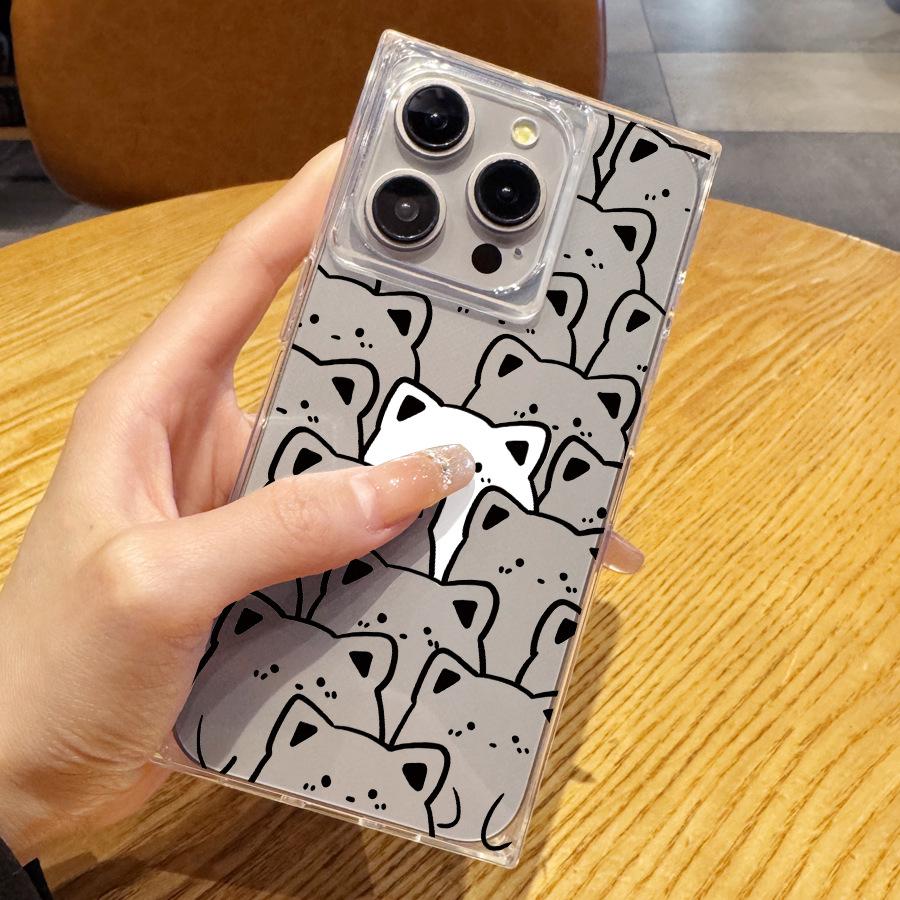 Super Cute Creative Cat with Cute Details, 14 Plus 13 Pro Max 12 11 Right Angled Straight Edges, 15 Transparent Phone Case, for Iphone 16 Promax
