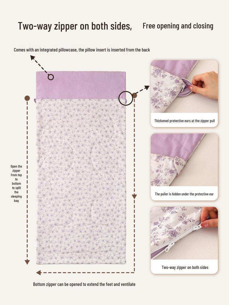 Hao Run Qi Summer Cotton Double Layer Gauze Adult Sleeping Bag – Lightweight for Travel, Camping, and Outdoor Use