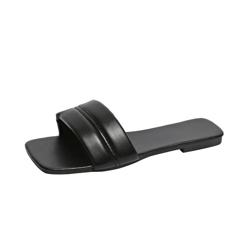 

Ladies Shoes Hot Sale Open Toe Women s Slippers Outdoor Beach Slippers Women Square Toe Flat with Plus Size Women s Sandals 43