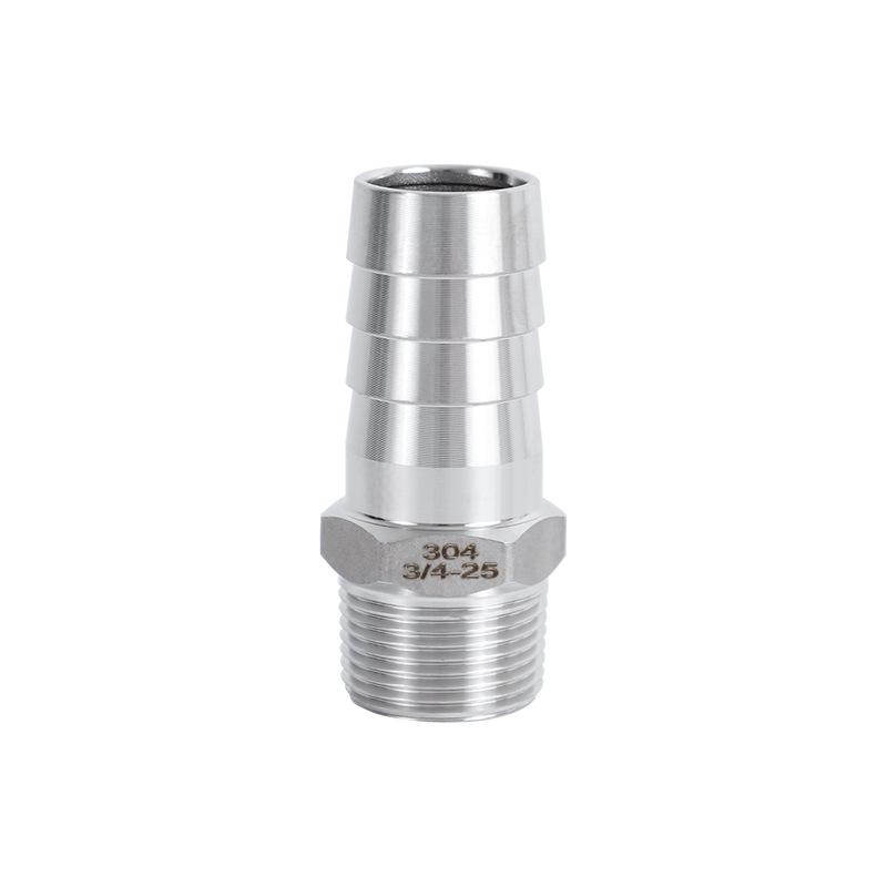 304 Stainless Steel Hex Thread Hose Connector with 316 Barb for Water Pipes