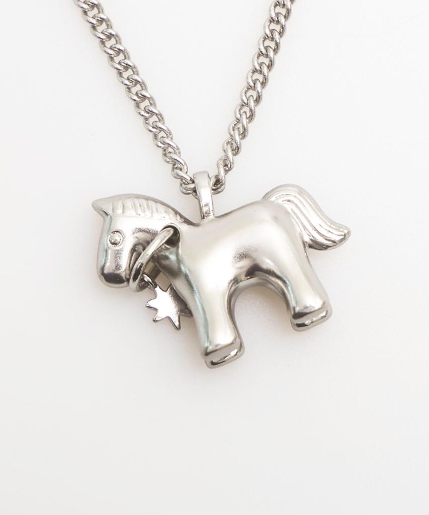Towtow Archive Tiki Pony Pendant Necklace Rhodium Silver