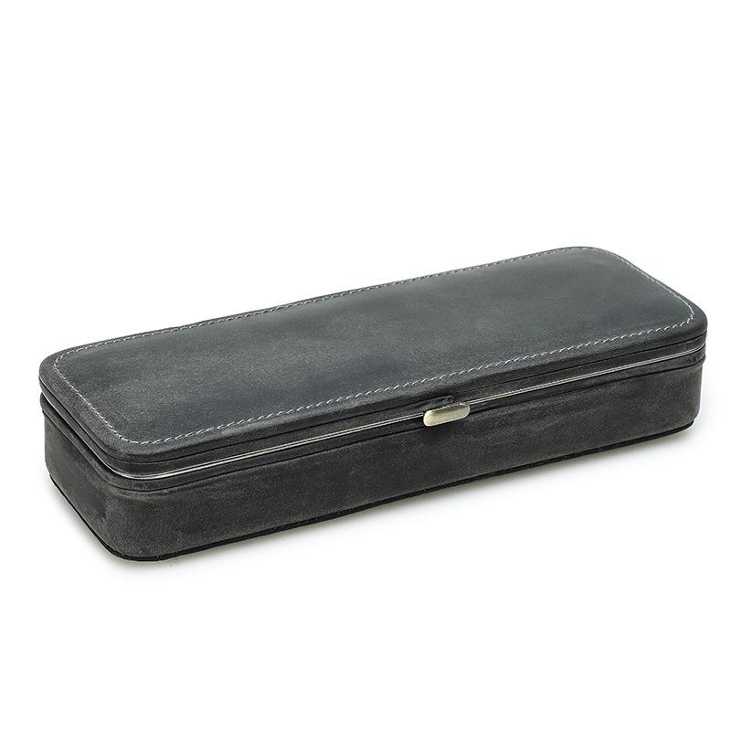 

Retro Crazy Horse Leather 3-Pen Pencil Case – Handmade High-End Genuine Leather Fountain Pen Box 3-Pen Capacity