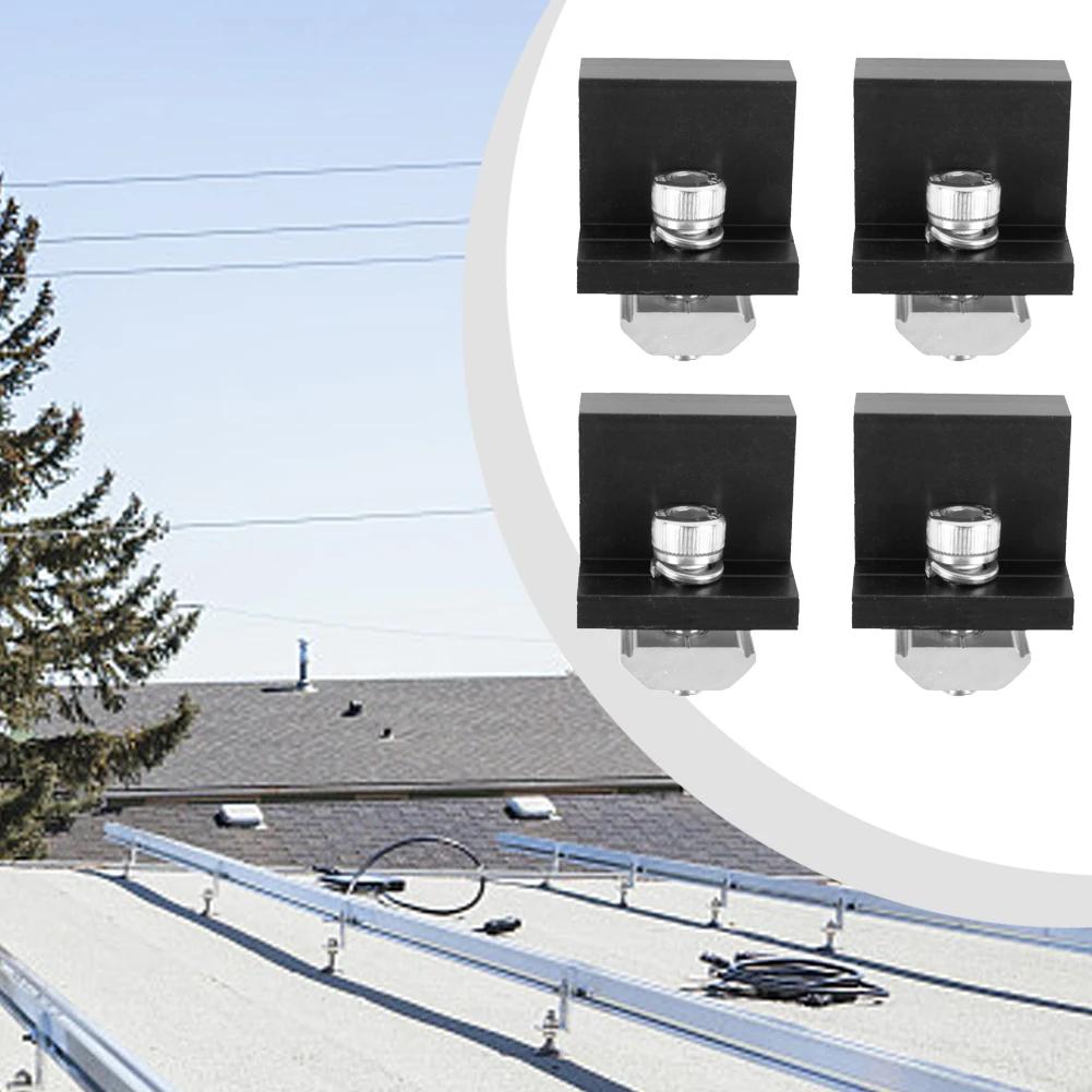 4 Pcs Aluminum Alloy Black Edge Press Edge Card Solar Panel PV Bracket Accessories Press Block Solar PV Mounting Clamp Set