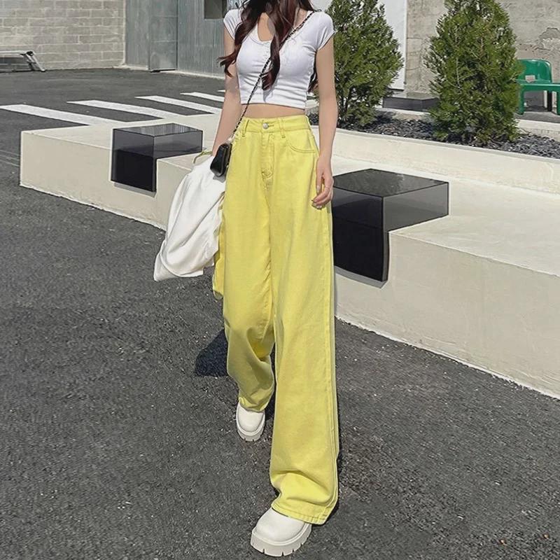 

Женские джинсы больших размеров с высокой посадкой и широкими штанинами - Осенне-зимние стройнящие брюки длиной до пола 2XL