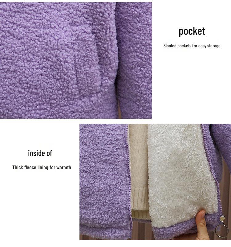 Girls' Fleece-Lined Winter Jacket 2024: Stylish, Warm Cotton Top, Trendy Korean-Inspired Sweater