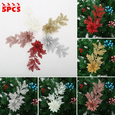 Exquisite Glitter Flower Pine Branches Tree Decoration for Christmas