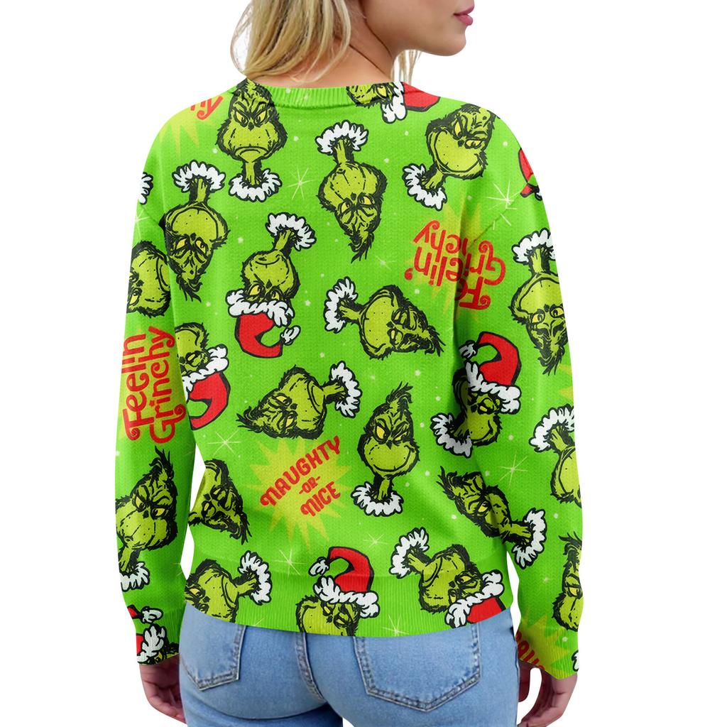 Dámský vánoční svetr Roztomilý zábavný vánoční svetr Podzimní a zimní svetr s dlouhým rukávem Pletený svetr