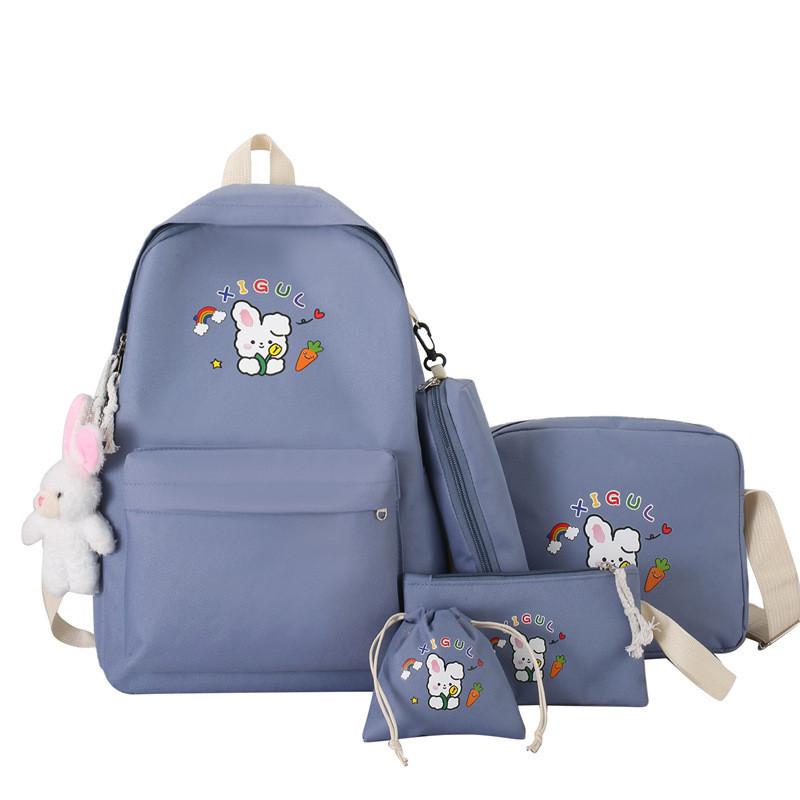 New Style High School Student Four-piece Set Backpack Junior High School Student High Appearance Value Backpack Children's Handbag Remedial Bag