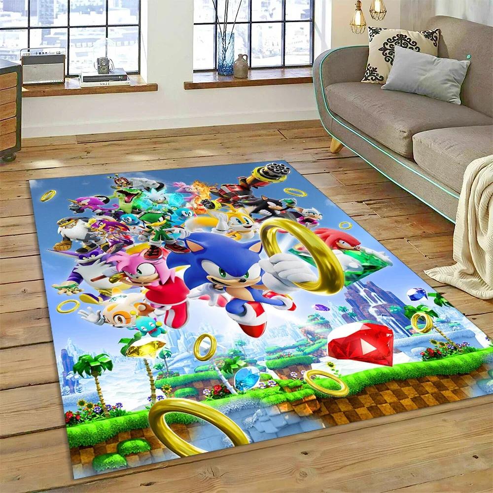 Game Anime 3D S-Sonic Cartoon Carpet Rug for Bedroom Living Room Home Sofa Decoration,Children Game Large Decor Floor Mat Gift