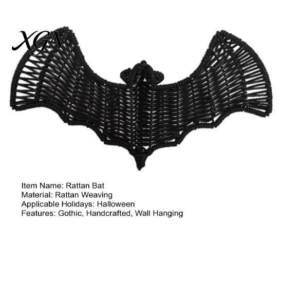 Spookhuis Feest Decor Geweven Rotan Vleermuis Muurhanger Decoratie, Halloween Handgemaakte Zwarte Vlechtwerk Vleermuis, Seizoensgebonden Decoraties 3D Eng Rustiek