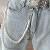 Hip Hop Style Butterfly Pendant Pants Chain Retro Style Multi Layer Pearls Jeans Chain Waist Chain Jewelry Metal