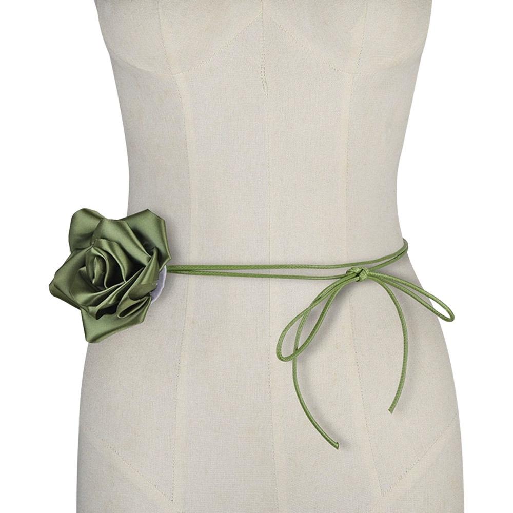 Decorative Rose Flower Rope Belts DIY Woven Waistband Strap Fabric Belt  For Women Lady Girl