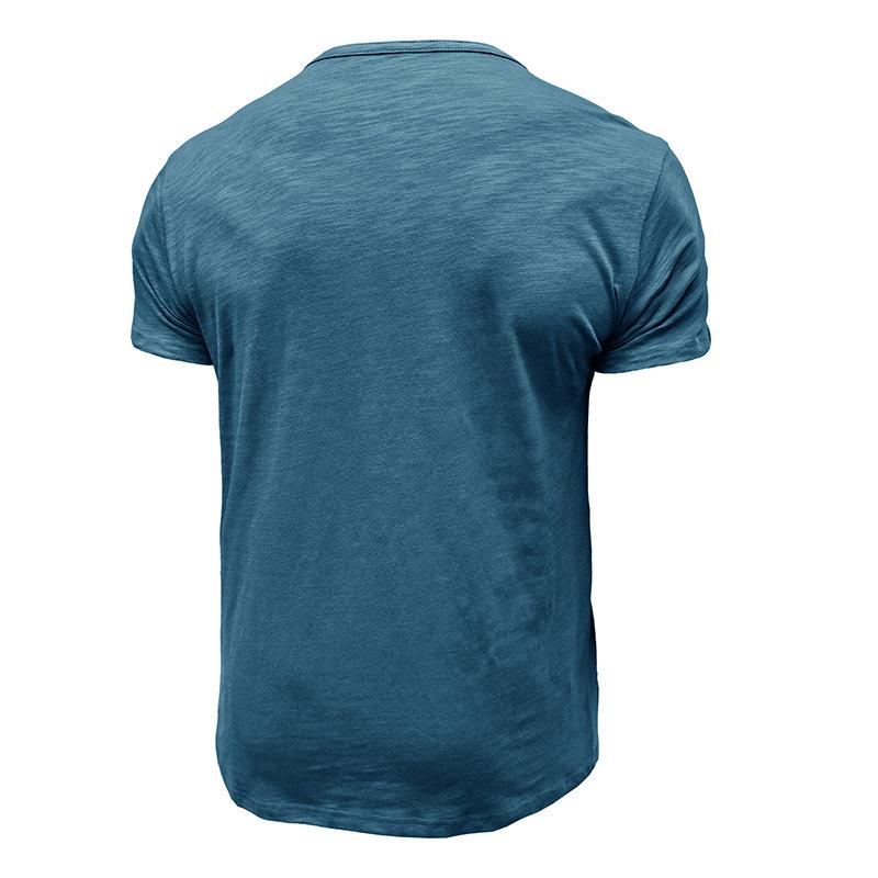 Men's Bamboo Cotton Henley T-Shirt - Short-Sleeve Outdoor European and American Style