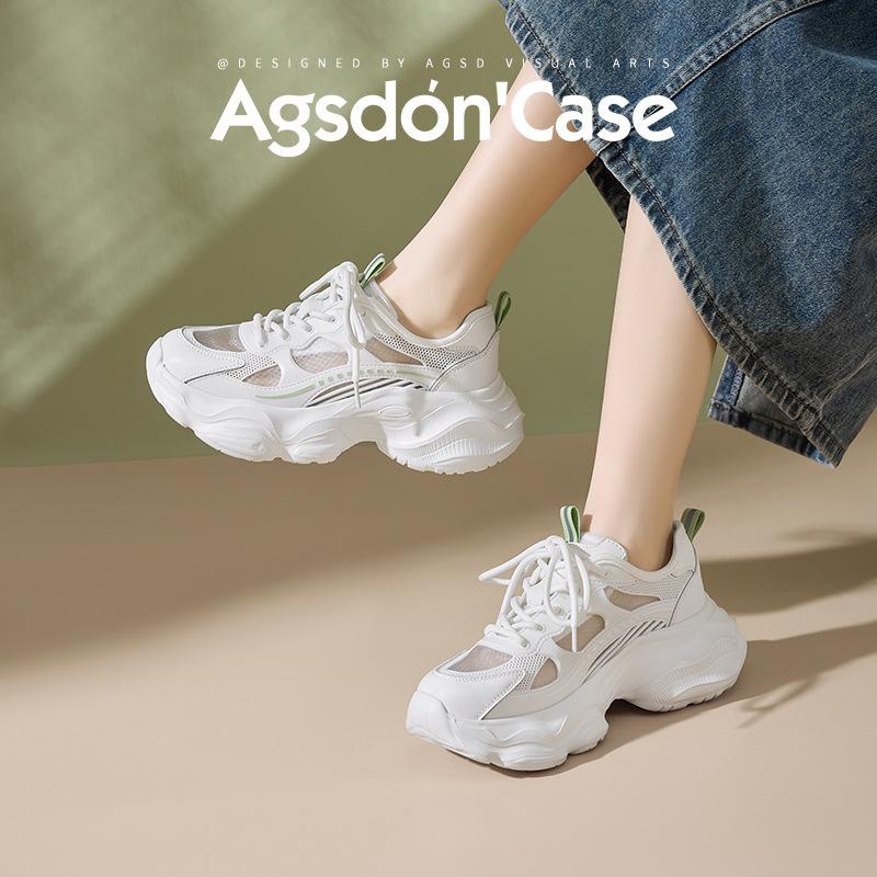 Augustine Mesh Dad Shoes Women 2025 Summer New Thin Platform White Shoes Lightweight Casual Sports Shoes