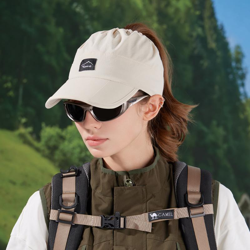 Summer Outdoor Breathable Empty Top Hat Can Be Tied Ponytail Duck Tongue Baseball Cap Foldable Brim Sun Protection Sun Hat Children