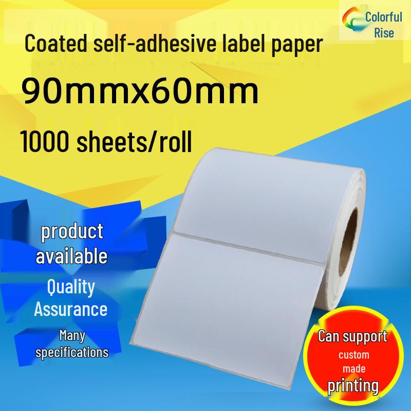 Coated Adhesive Barcode Label Paper 90x60mm Stickers Coated Adhesive Label