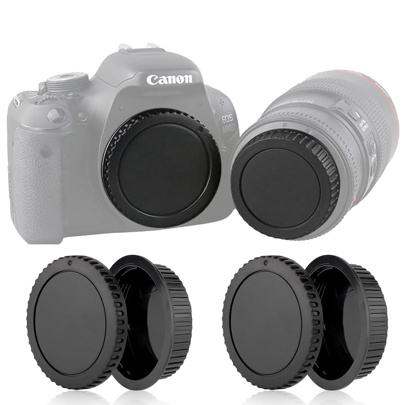 

Lens Caps for Canon EOS Rear Caps for EF and Mount EOS Kiss Mount 2 EF Camera Body Caps and 2 EF Rear Lens Total of 4 Series, EF-S Lenses, Covers,