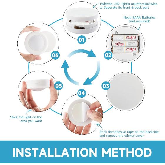 LED Puck Lights with Remote Control, 16 Color Changeable Under Cabinet Lights with Control & Timing, Battery Operated Wireless Closet Lights for