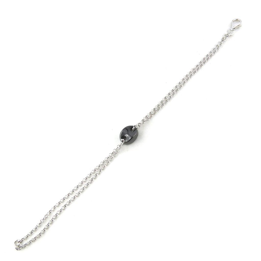 Les Trésors De Lily [N0652] - Bracelet Argent 'Grain de Café' noir (céramique)