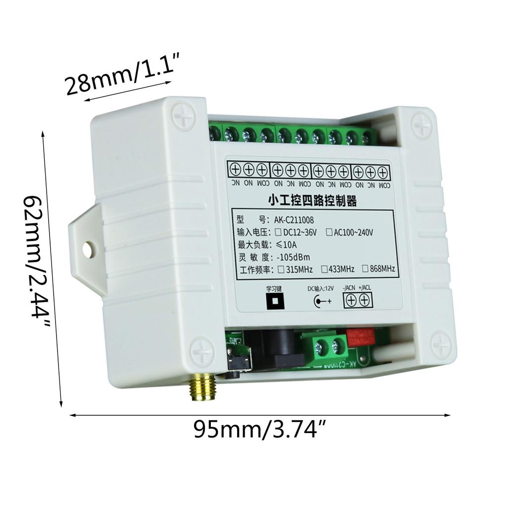 Universal Relay Receiver and Transmitter 4 Channel Remote 433Mhz for Garage Door