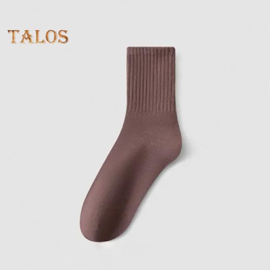 5 Pairs Women Socks Mid-tube No Odor Thick Warm Solid Color High Elasticity Anti-slip Sweat-absorption Anti-shrink Sports Winter Socks