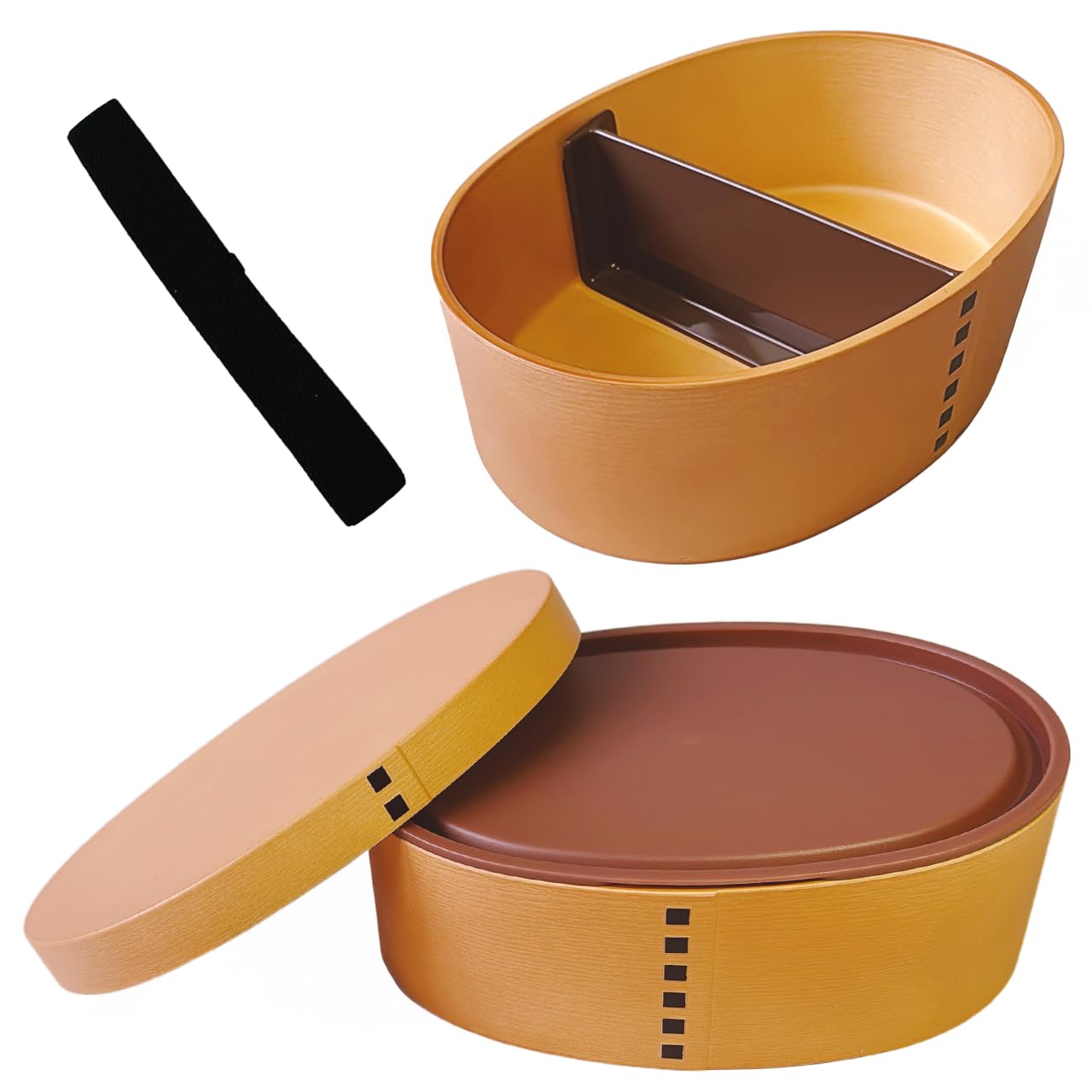 

Centcres Microwave-Safe Bento Box, Magewappa Style, Oval, Single Tier, 550ml, with Elastic Band, Made in Japan, Microwave and Dishwasher Safe (Bento