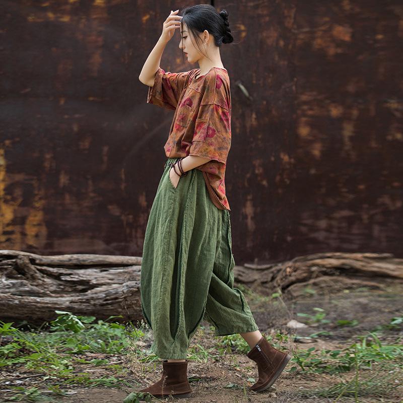 

Женские повседневные брюки пэчворк из хлопка и льна, весна/лето 2025 One Size