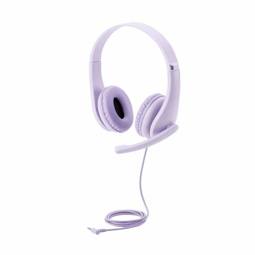 ELECOM Headphones for Children [3.5mm Connection 4 Poles] with Rotating Microphone Arm Purple HS-KD01TPL Width 121 X Depth 43 X Height 122 Mm (cable N
