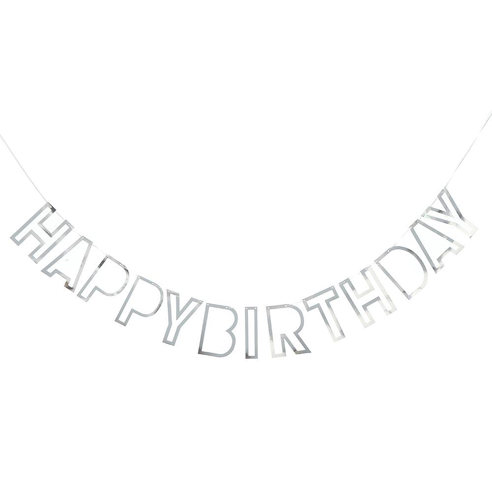 Iridescent Hollow-out Birthday Party Banner - Happy Birthday