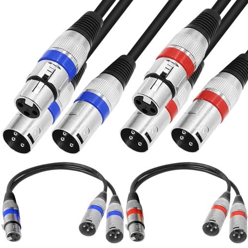 Xiatiaosann XLR 1 To 2 Splitter Microphone Cable, XLR Female To Dual XLR Male Balanced Patch Y Mic Cord (45cm/1.5FT)