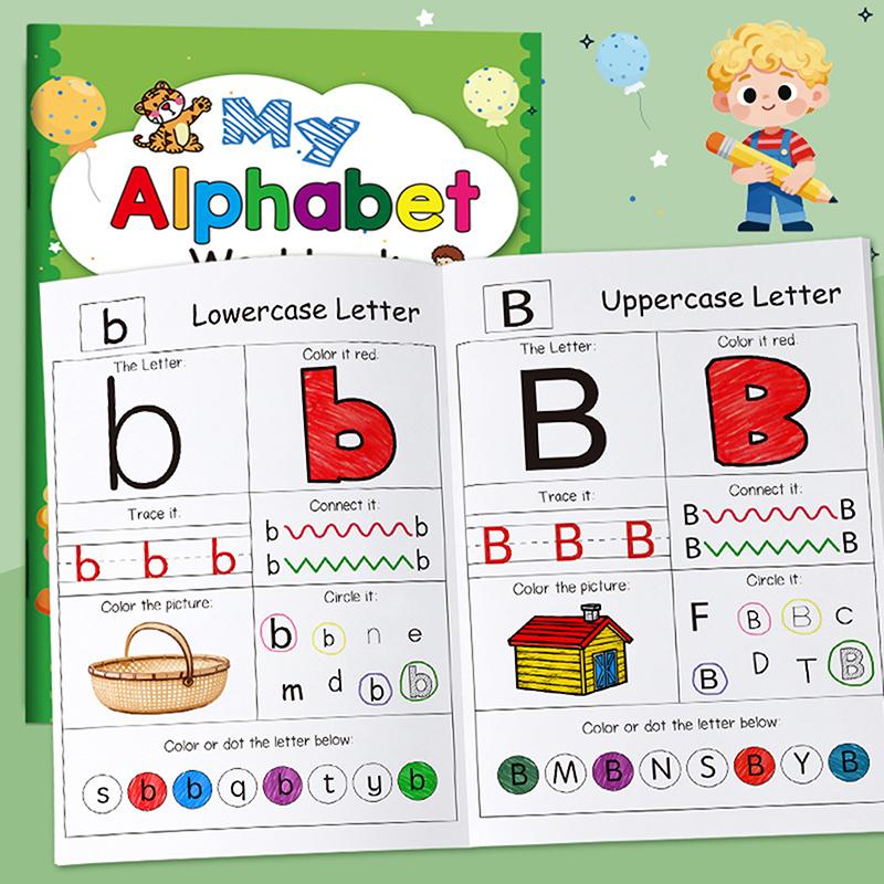 48 Pages, A-Z Alphabet Exercise Book, Writing Practice, Creative Coloring Adventure Drawing Book, English Homework Copybook