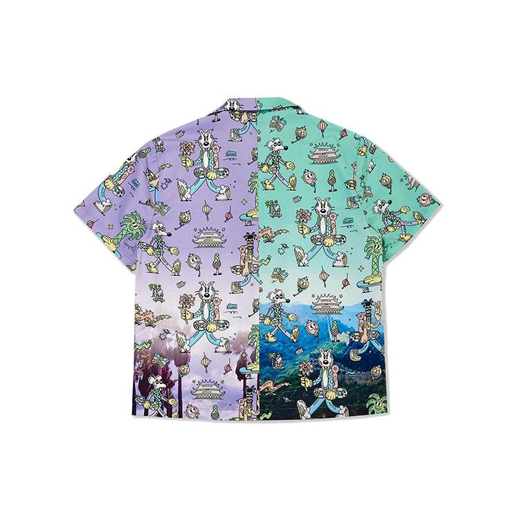 Li Ning X STEVEN HARRINGTON Skateboard Shirts Unisex Multicolor Lapel Moderate Shirt ASHR139-1
