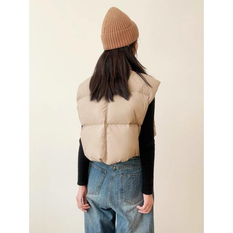 2025 Autumn and Winter New Thick Loose Short Sleeveless Casual Cotton Vest Waistcoat Stand-up Collar Vest Women N01