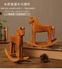 Wooden Rocking Horse Decoration, Vintage Carved Wooden Horse Figurine,Rocking Craft Art Tabletop Ornament Statue for Home Decor