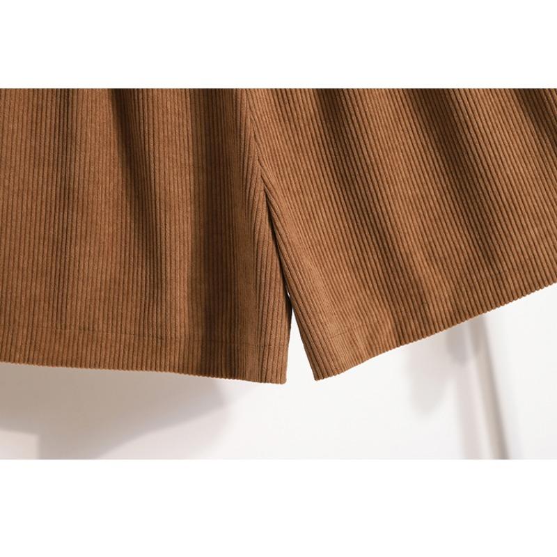 DIMANAF 2024 New Plus Size Spring Women Pants Trousers Shorts Loose Vintage Corduroy High Waist Casual Solid Pants Short Pants