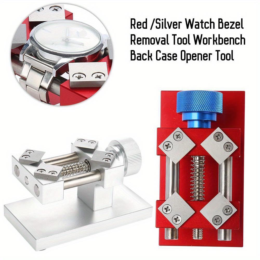 Professional Watch Bezel Opener Removal Tools Workbench Back Case Opener Tool Watch Parts Repair Tool for Watchmaker Red /Silver