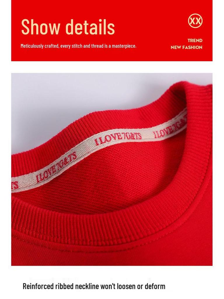 2026 Year of the Horse Hoodie - Red Festive Teen Long Sleeve, Spring to Winter Style, Perfect for New Year Celebrations and Annual Meetings