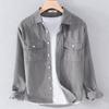 Men's Casual Japanese Style Striped Corduroy Long-Sleeve Shirt for Spring/Autumn