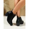 British Style Lace-up Mid-heel Boots 2025 Winter New Thick-heeled Large Size Pointed Martin Boots for Women