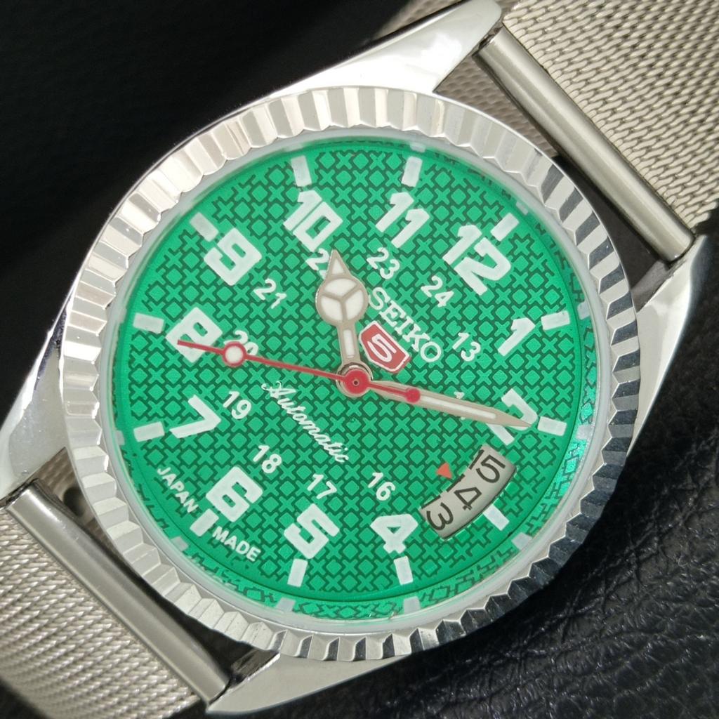 АВТОМАТИЧЕСКИЕ ВИНТАЖНЫЕ ВОССТАНОВЛЕННЫЕ МУЖСКИЕ ЧАСЫ SEIKO 5 ЯПОНИЯ ЗЕЛЕНЫЙ ЦИФЕРБЛАТ a443993-1