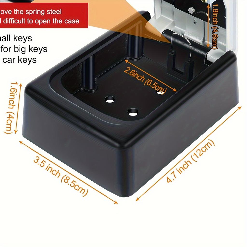 Secure & Spacious Wall-Mounted Key Safe - Waterproof, Weatherproof Metal Lock Box with 4-Digit Combination for Home Keys, Easy Install, Black