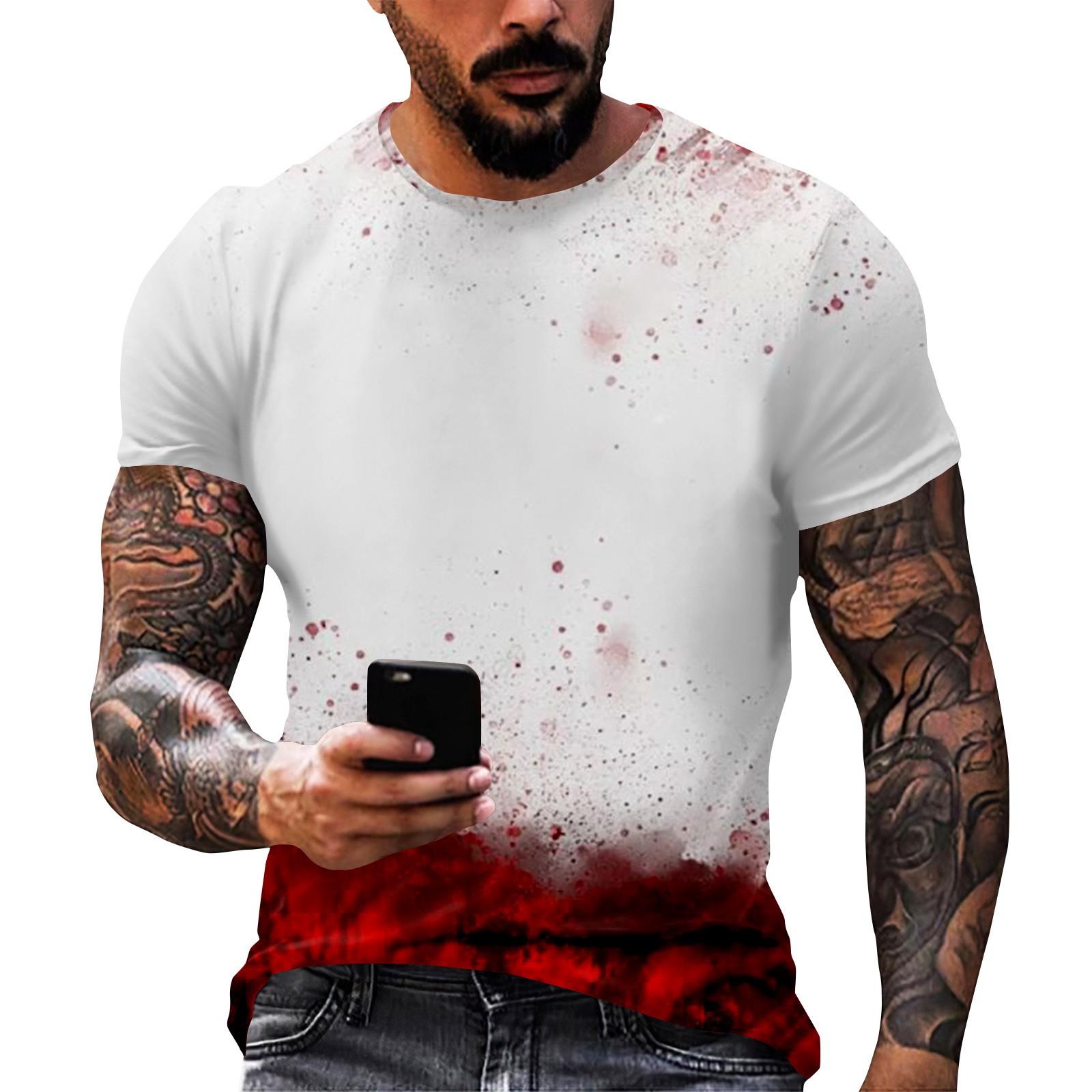 

Хэллоуин Принт - Мужская Повседневная Футболка с Круглым Вырезом и Короткими Рукавами L винный