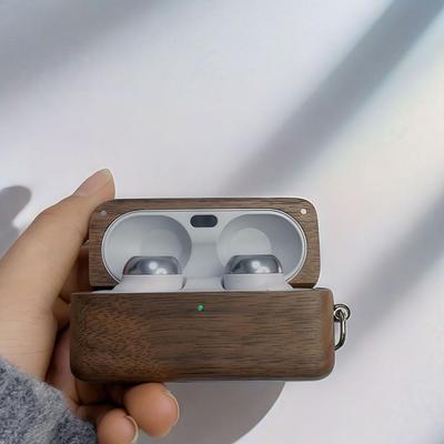 Pour Technics EAH-AZ100 Étui de protection pour écouteurs en bois massif noyer, Housse rigide pour boîte de chargement d'écouteurs sans fil Bluetooth