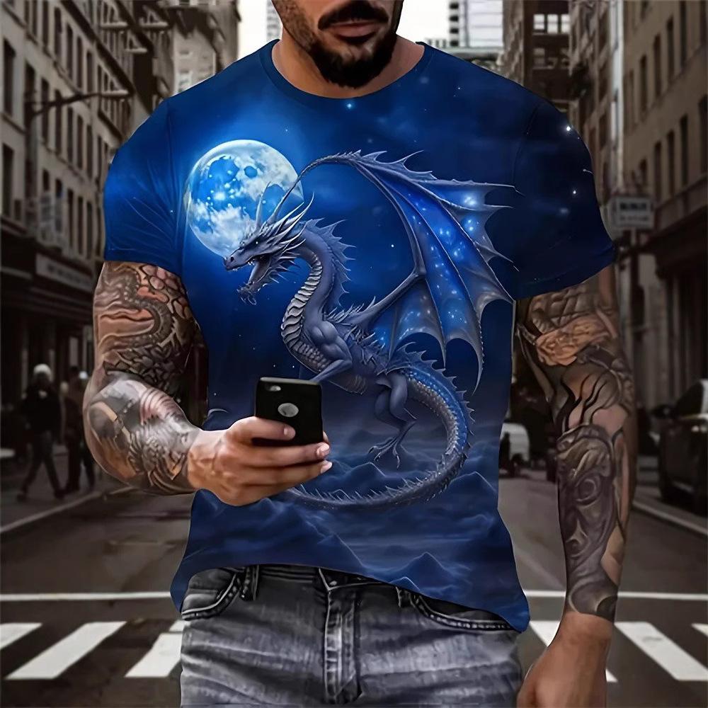 Men's Summer Animal Printed Loose Short Sleeve Top 3D Printed T-shirt