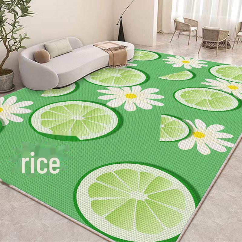 Prodyšný protiskluzový koberec do obývacího pokoje z ledového hedvábí - Snadné čištění a bezúdržbový 2024