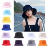 Hwcap Pure Cotton Solid Color Fisherman Hat With Embroidered Logo, Portable Bucket Hat For Sun Protection
